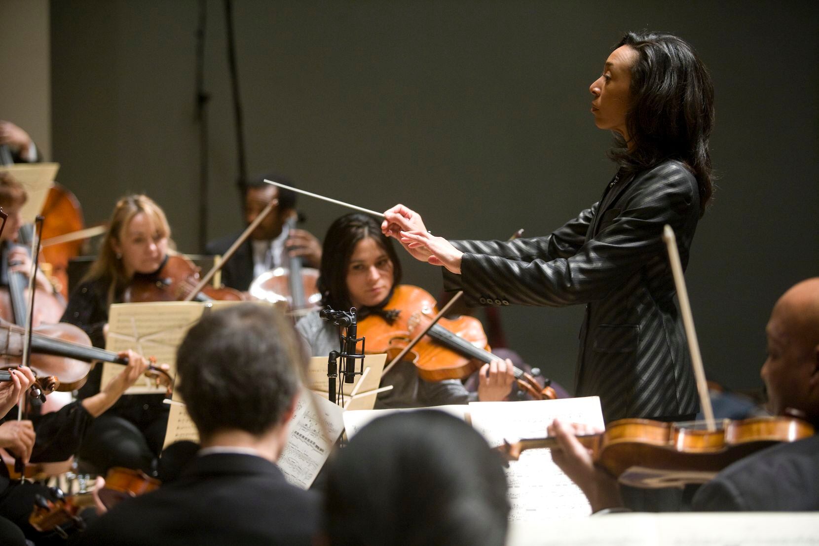 Conductor Jeri Lynne Johnson leading the Black Pearl Chamber Orchestra, which she founded in...