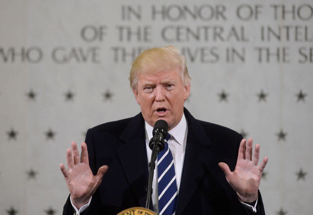 President Donald Trump noted he's at "war" with the media while visiting CIA headquarters...
