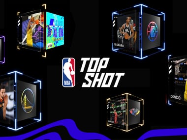 An NBA Top Shot moment featuring Luka Doncic (far right) recently sold for more than $20,000. Each Top Shot moment comes in the form of a digital cube that includes the highlight and a unique serial number that cannot be replicated or destroyed.