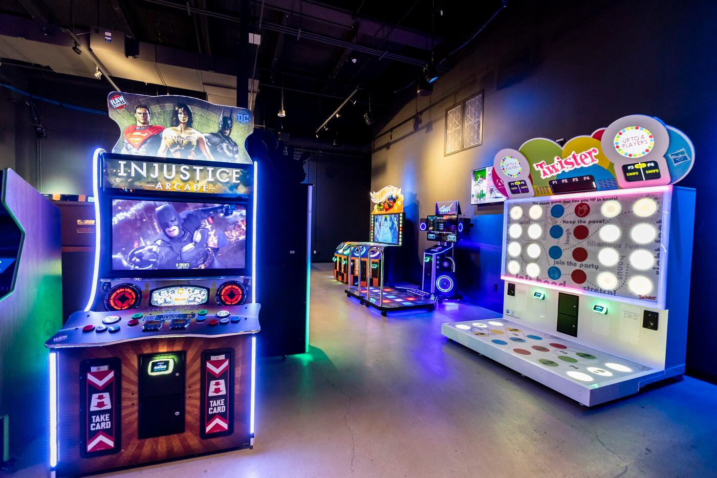 A mix of classic and custom arcade games at Two-Bit Circus at The Shops at Park Lane in...