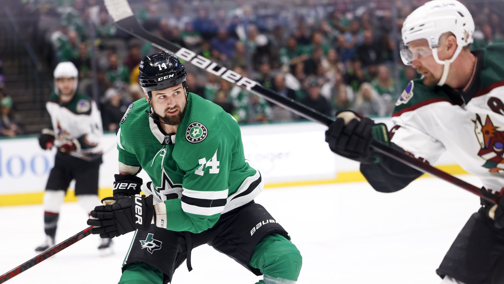 Dallas Stars left wing Jamie Benn (14) during the third period of a game against the Arizona...