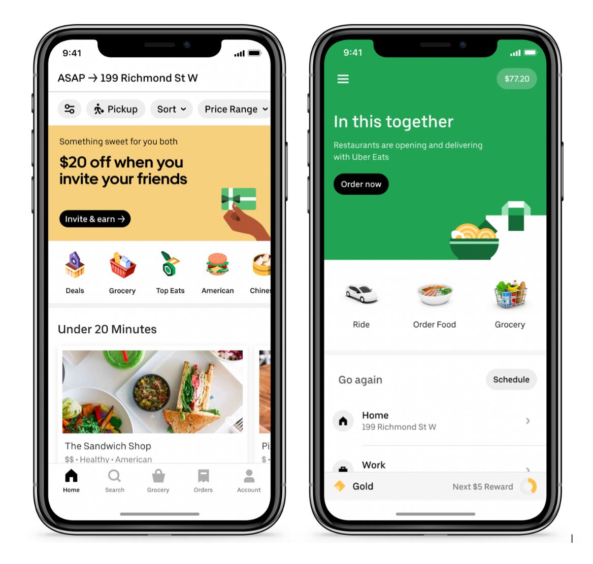 Uber's grocery delivery interface shown on iOS.