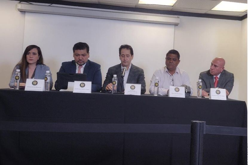 En rueda de prensa, Gustavo Guerrero, Fiscal General del estado de Nuevo León, en México,...