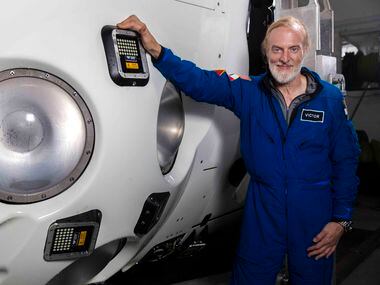 Victor Vescovo beside his deep ocean submersible "Limiting Factor"