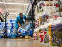 Water is stocked at Walmart after a boil water notice was issued for the entire city of...