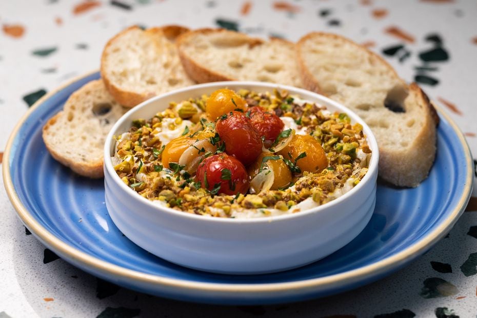 Whipped ricotta with blistered tomatoes, pistachio dukkah and sourdough sounds like a good...