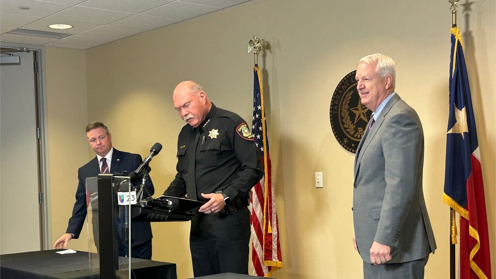 From left: Tarrant County Judge Tim O'Hare, Sheriff Bill Waybourn and District Attorney Phil...