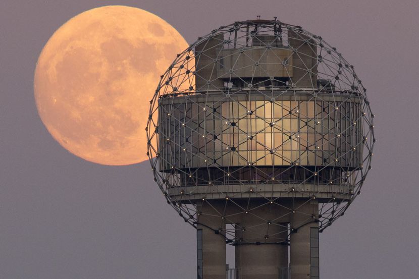 La Súper Luna desde el Reunion Tower en Dallas. / Tom Fox/ DMN
