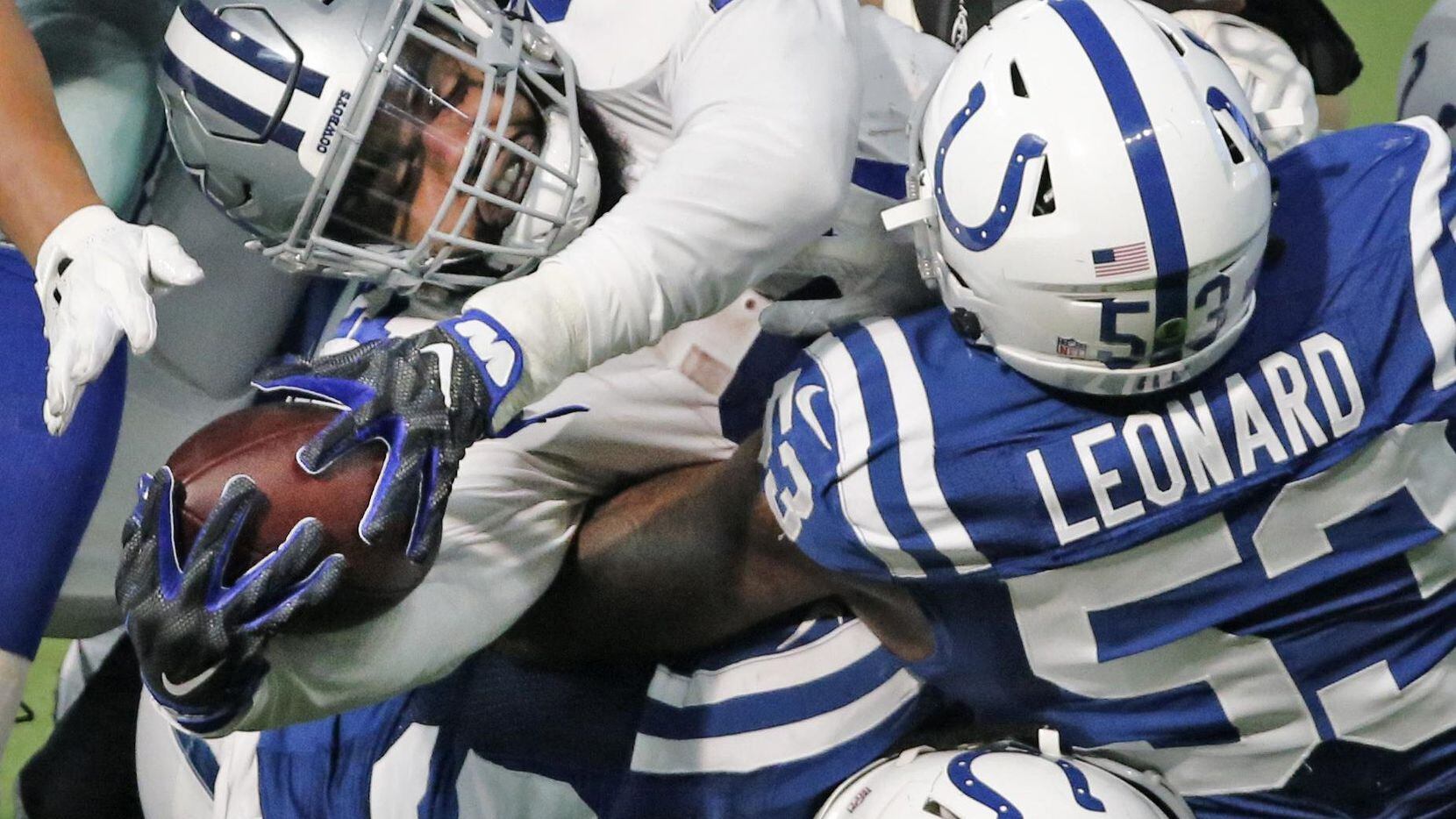 Ezekiel Elliott y los Cowboys cayeron 23-0 ante los Colts.(Louis DeLuca)
