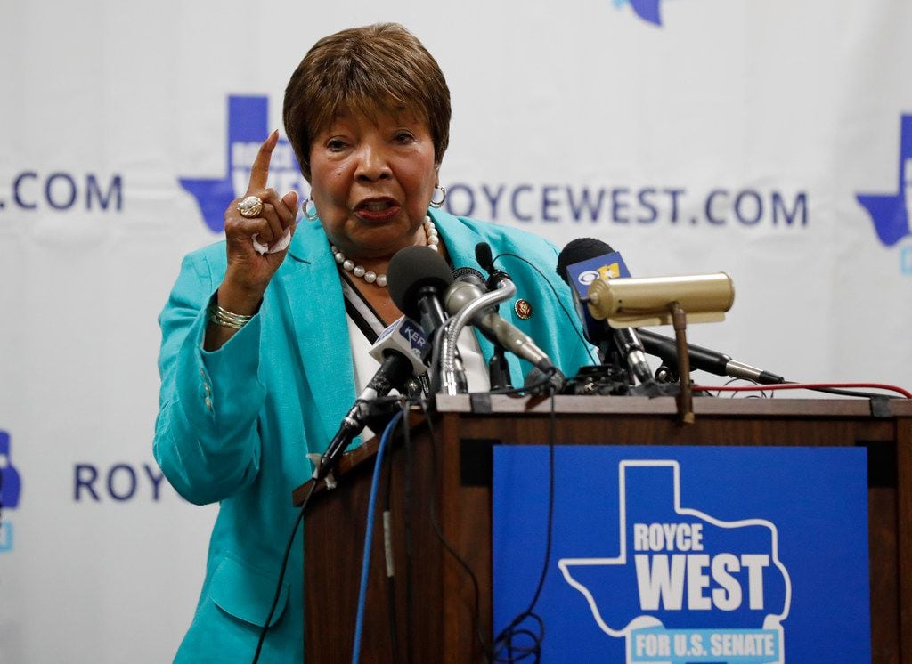 Rep. Eddie Bernice Johnson, D-Texas, makes comments as she introduces State Senator Royce...