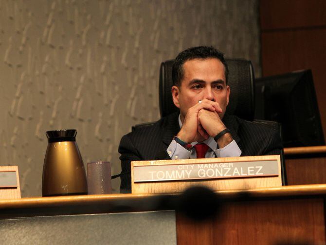 Former Irving City Manager Tommy Gonzalez is pictured at a February 2013 Irving City Council...