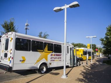 A Star Transit bus stops at the DART Lawnview Station in Dallas. Star Transit is launching a same-day service in DeSoto.