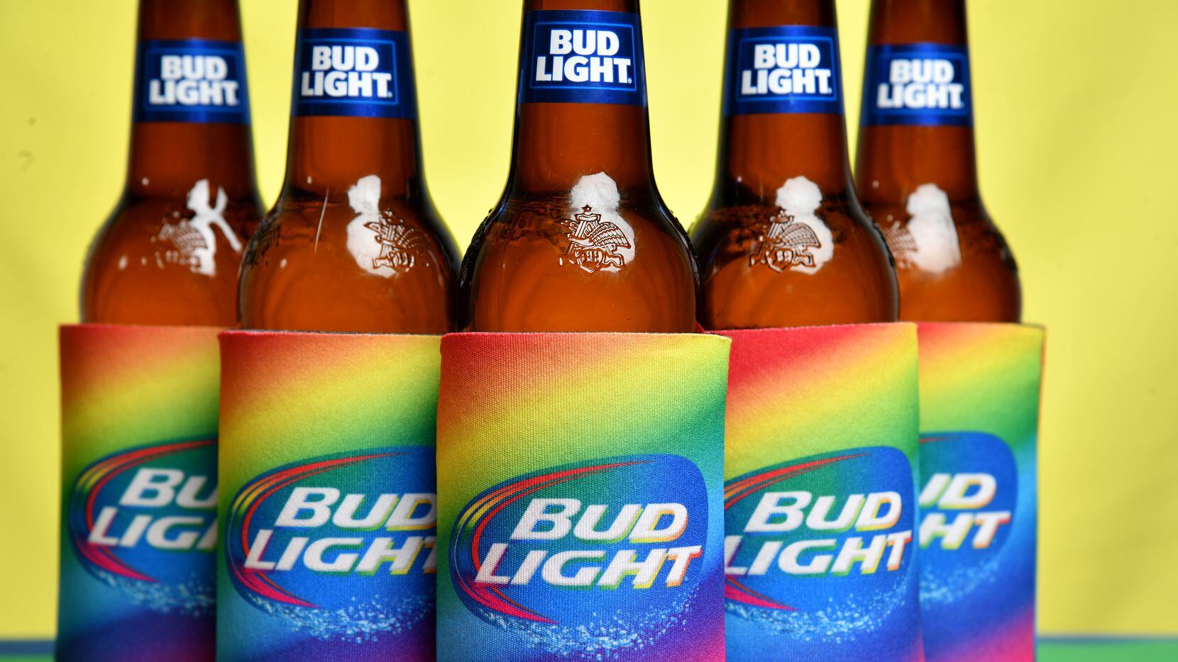Bud Light has embraced LGBTQ-themed marketing before, like these Pride-themed Koozies,...