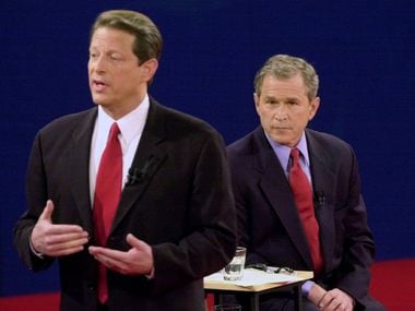 Vice President Al Gore speaks during an Oct. 17, 2000, presidential debate as GOP nominee...
