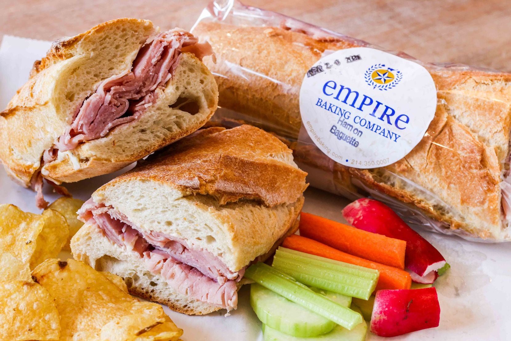 Ham on baguette is one of the most popular sandwiches at Empire Baking Company.
