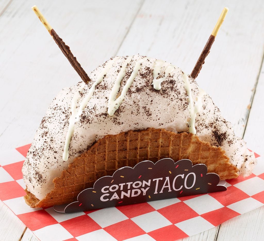 The cotton candy taco, made by Justin and Rudy Martinez, is easily the biggest talker at the State Fair of Texas' Big Tex Choice Awards in Dallas. It was named "most creative" on Sunday, Aug. 26, 2018.