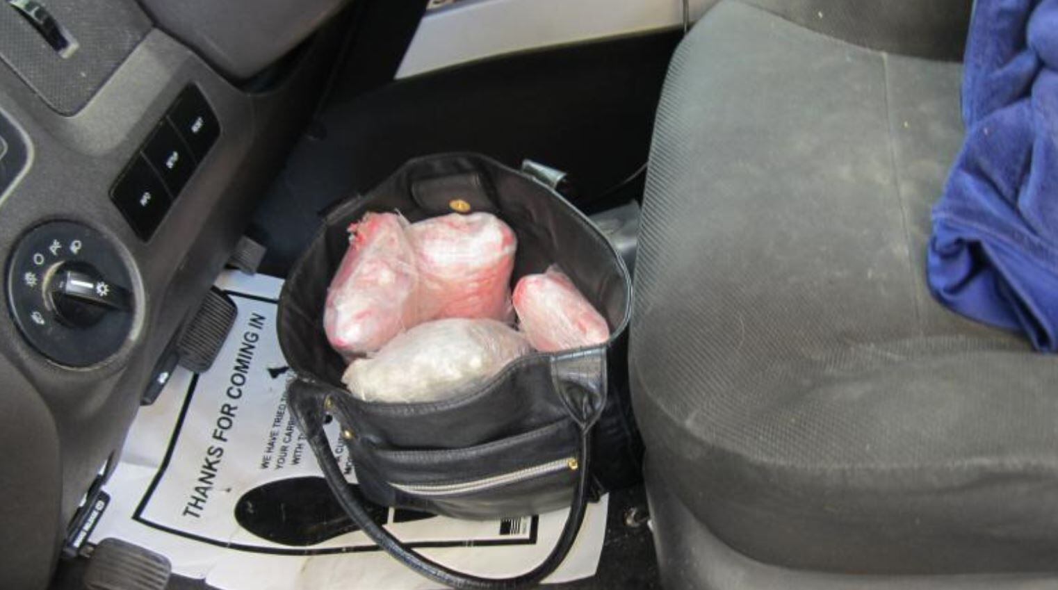 Borders agents found seven bundles of heroin in a Ford Escape being driven by a U.S. citizen.