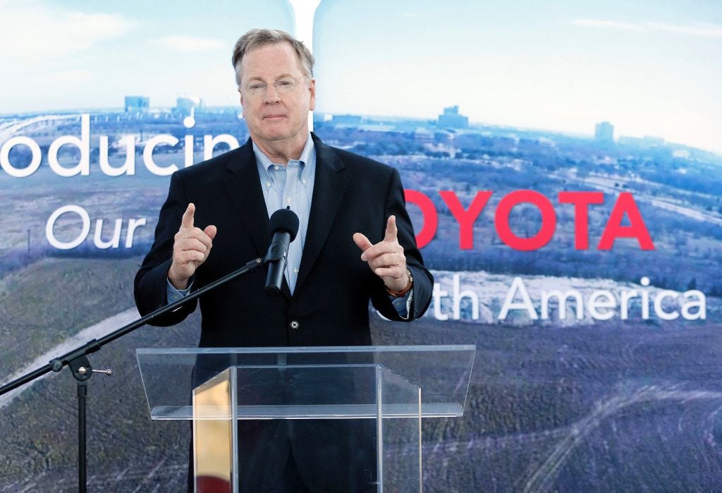  Michael Groff, President and CEO of Toyota Financial Services, talks to employees during a...
