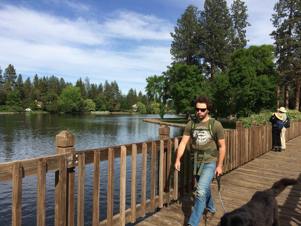Take a stroll around Mirror Pond, a dammed part of the Deschutes River, in Drake Park on the...