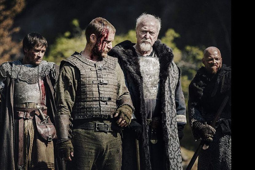 Ben Foster (center left) and Michael Caine (center right) star in "Medieval," based on the...
