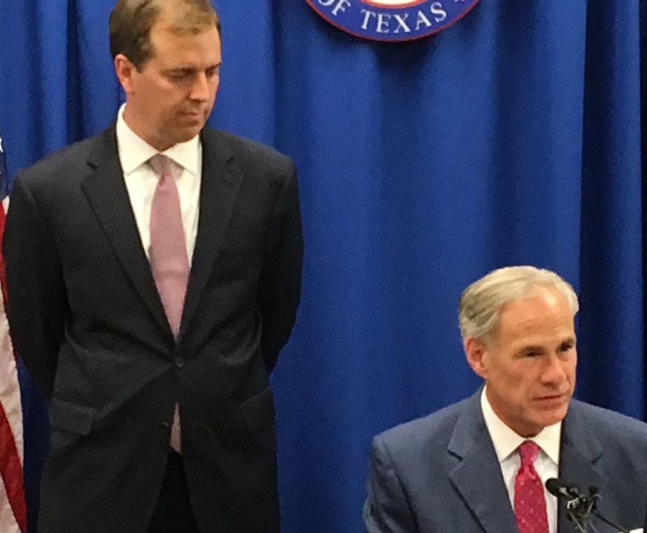 Jimmy Blacklock, Gov. Greg Abbott's choice for a vacant seat on the Texas Supreme Court, appeared with the governor at a Nov. 27 press conference at Republican Party of Texas headquarters in Austin. (Staff/File)