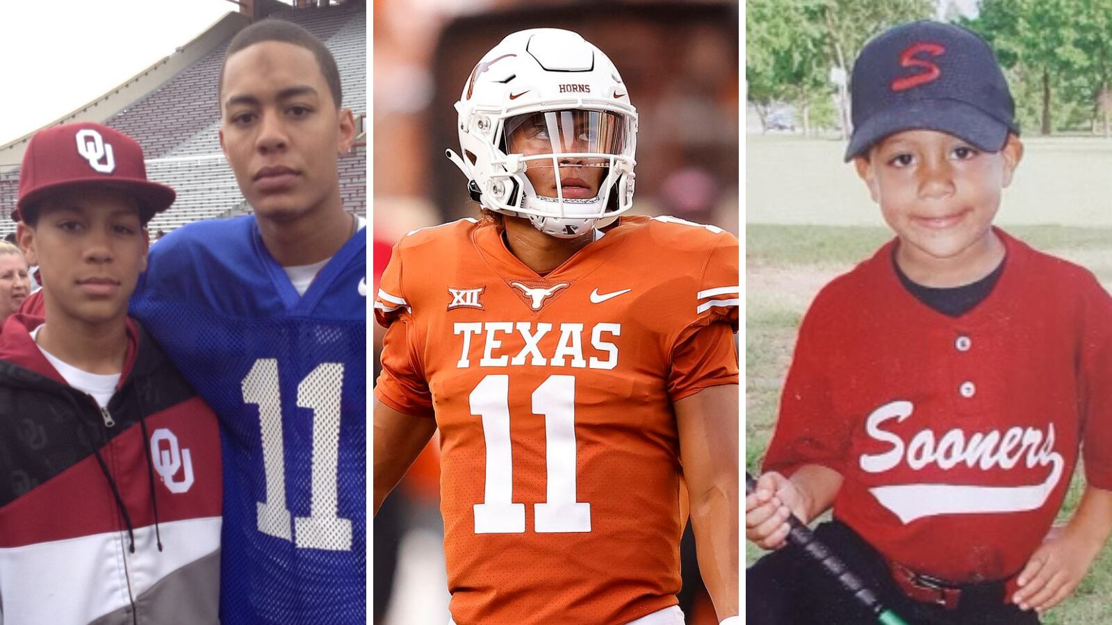 Texas QB Casey Thompson grew up an Oklahoma Sooners fan because of legacies left by his...