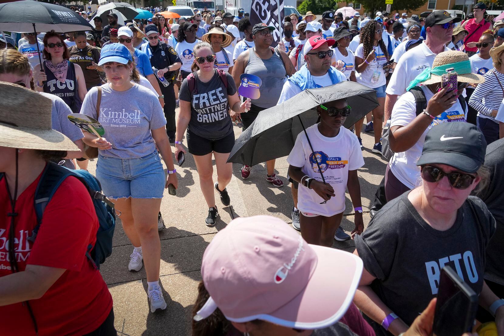 Hundreds of walkers join Opal Lee during the 2022 Opal's Walk for Freedom on Saturday, June...
