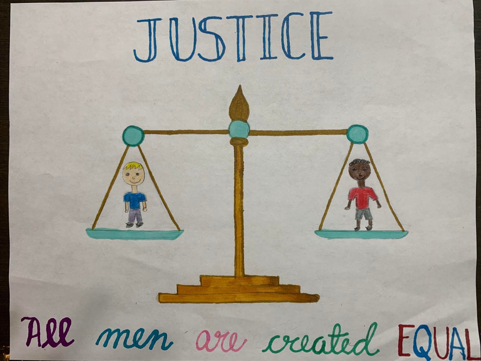 This artwork by Anya Gupta, sixth grade, was created to recognize the Black Lives Matter...