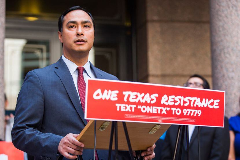U.S. Rep. Joaquin Castro speaks during a One Texas Resistance news conference the day after...