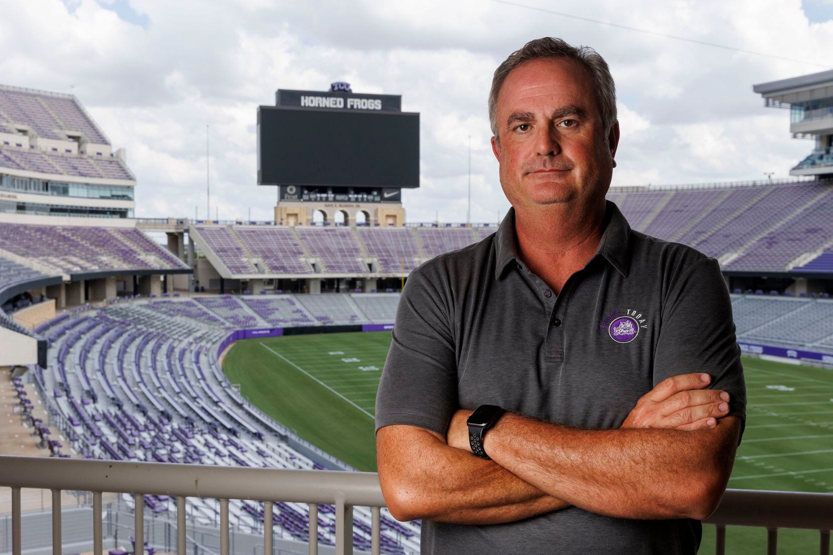 TCU head coach Sonny Dykes pictured outside his office at Amon G. Carter Stadium in Fort...