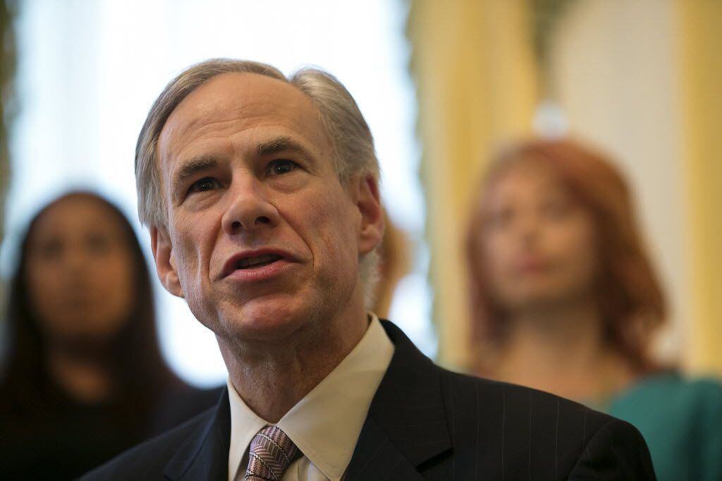 Texas Gov. Greg Abbott at a news conference at the Governor's mansion in Austin, Texas, on...