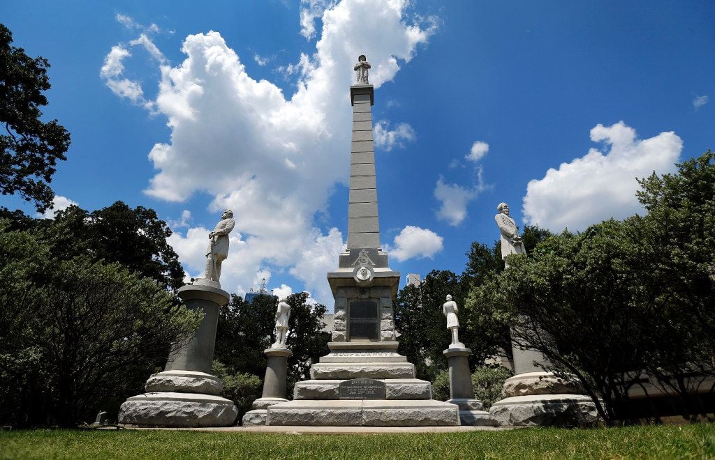 The Confederate Memorial is pictured at Pioneer Park in downtown Dallas, Tuesday, July 18,...