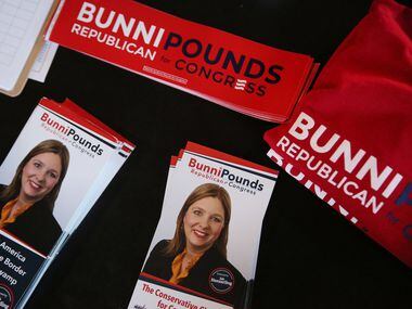 Campaign literature is left out before a campaign event for Bunni Pounds. (Andy...