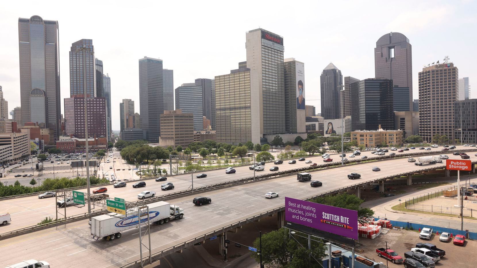 Vehicles drive across Interstate 345 on Monday, May 23, 2022 in Dallas, Texas. TxDOT is...