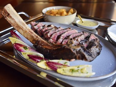The 40-ounce, bone-in rib eye at Georgie by Curtis Stone, which opens today in Knox-Henderson. The menu for the restaurant, the celebrity chef's first outside of Los Angeles emphasizes beef; this $135 cut from Creekstone Farms is dry aged for 30 days,