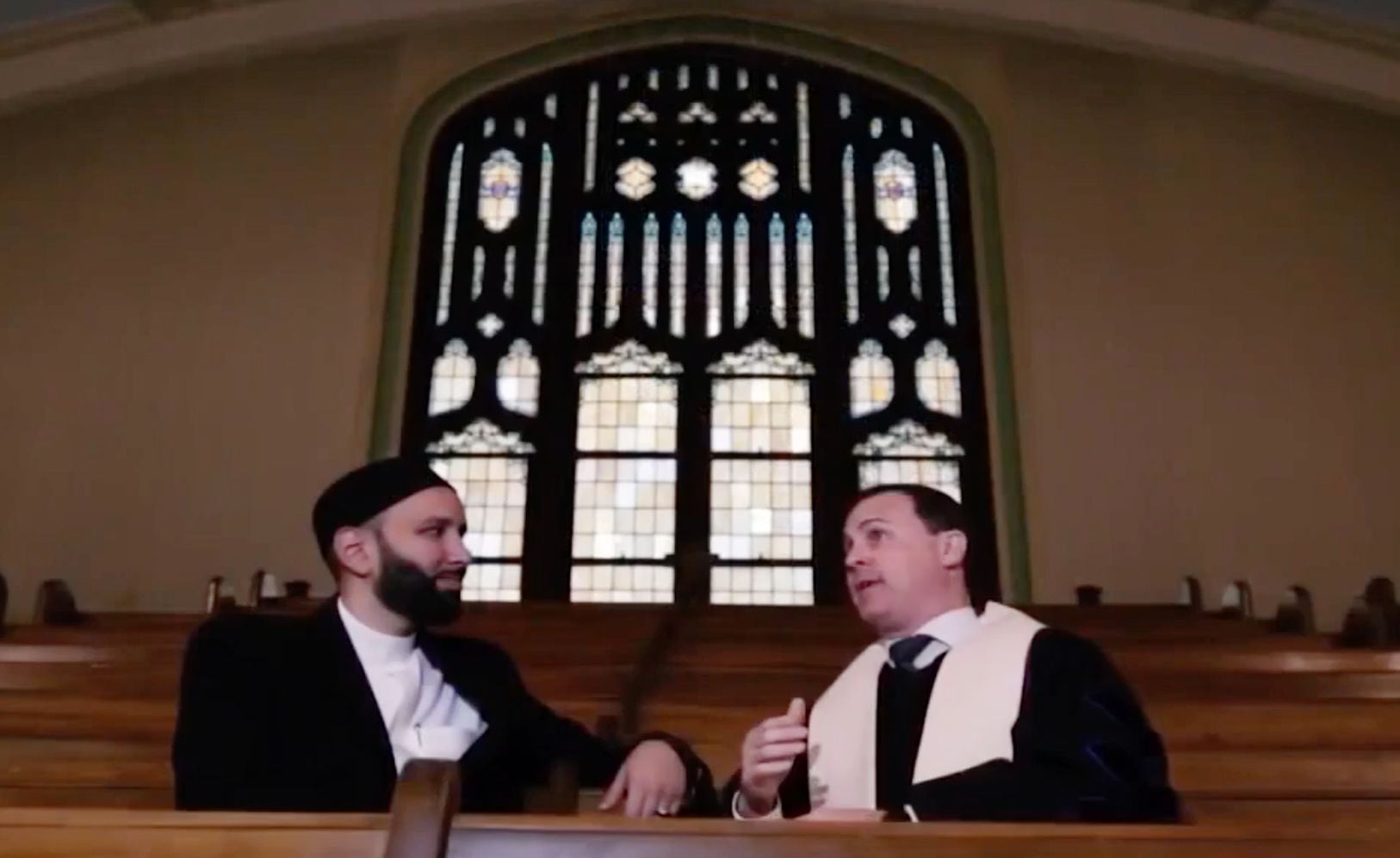 Imam Omar Suleiman and the Rev. Andy Stoker of First United Methodist Church.