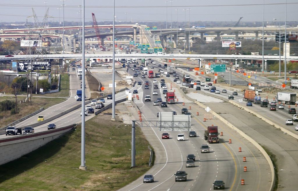 Construction continued on Interstate 35E and the Sam Rayburn Tollway as part of the rebuild...