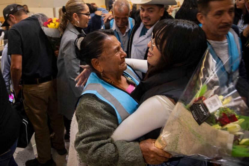 Susana Infante Cruz, 75, hugs her granddaughter Maritza Manzano after arriving from Mexico...