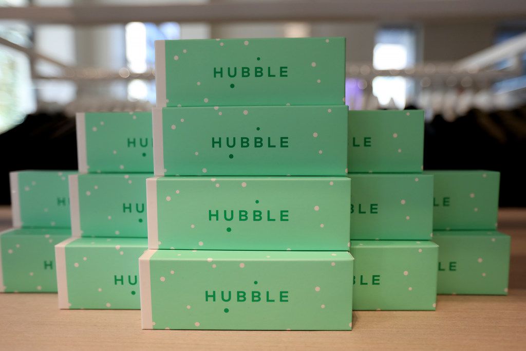 Hubble contact lenses on display at Neighborhood Goods, a new concept store at Legacy West,...