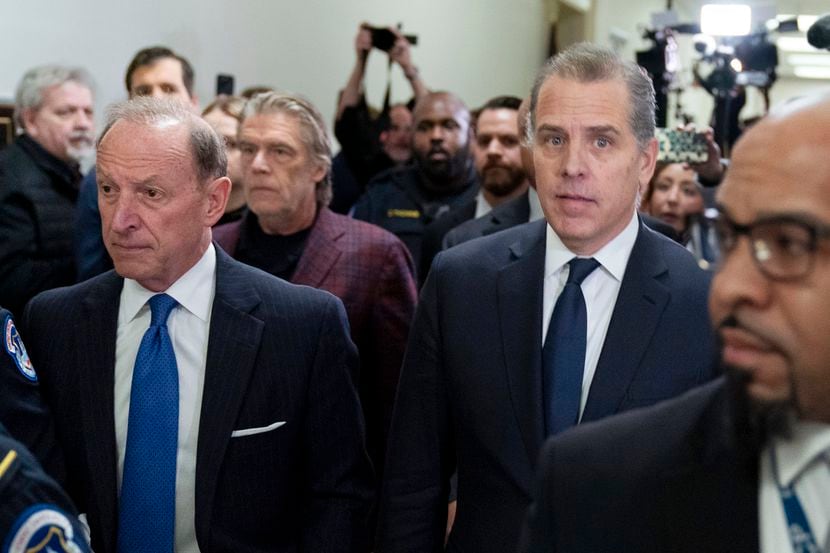 Hunter Biden (right) and his attorney Abbe Lowell (left) are shown on Capitol Hill on...