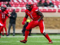 Linebacker Krishon Merriweather #1 of the Texas Tech Red Raiders defends during the first...