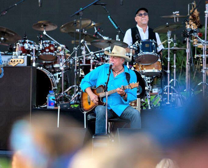 Jerry Jeff Walker opens the concert for Jimmy Buffett at Toyota Stadium on May 28, 2016 in...
