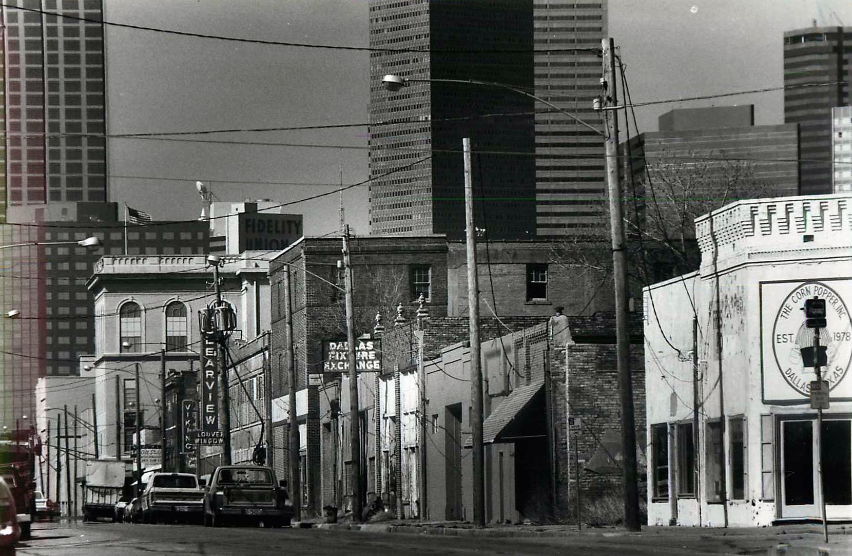 Deep Ellum is nestled next to downtown.  This is the 2400 block of Elm Street looking toward...