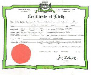  Canadian birth certificate for Sen. Ted Cruz