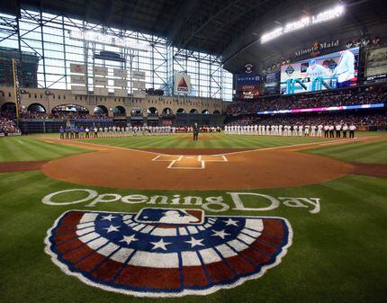 Arches along the outfield wall at Minute Maid Park are about 30 feet high, while those at...