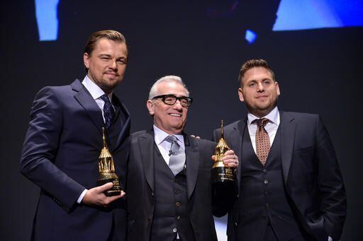 Leonardo DiCaprio, Martin Scorsese, y Jonah Hill en el Santa Barbara International Film...