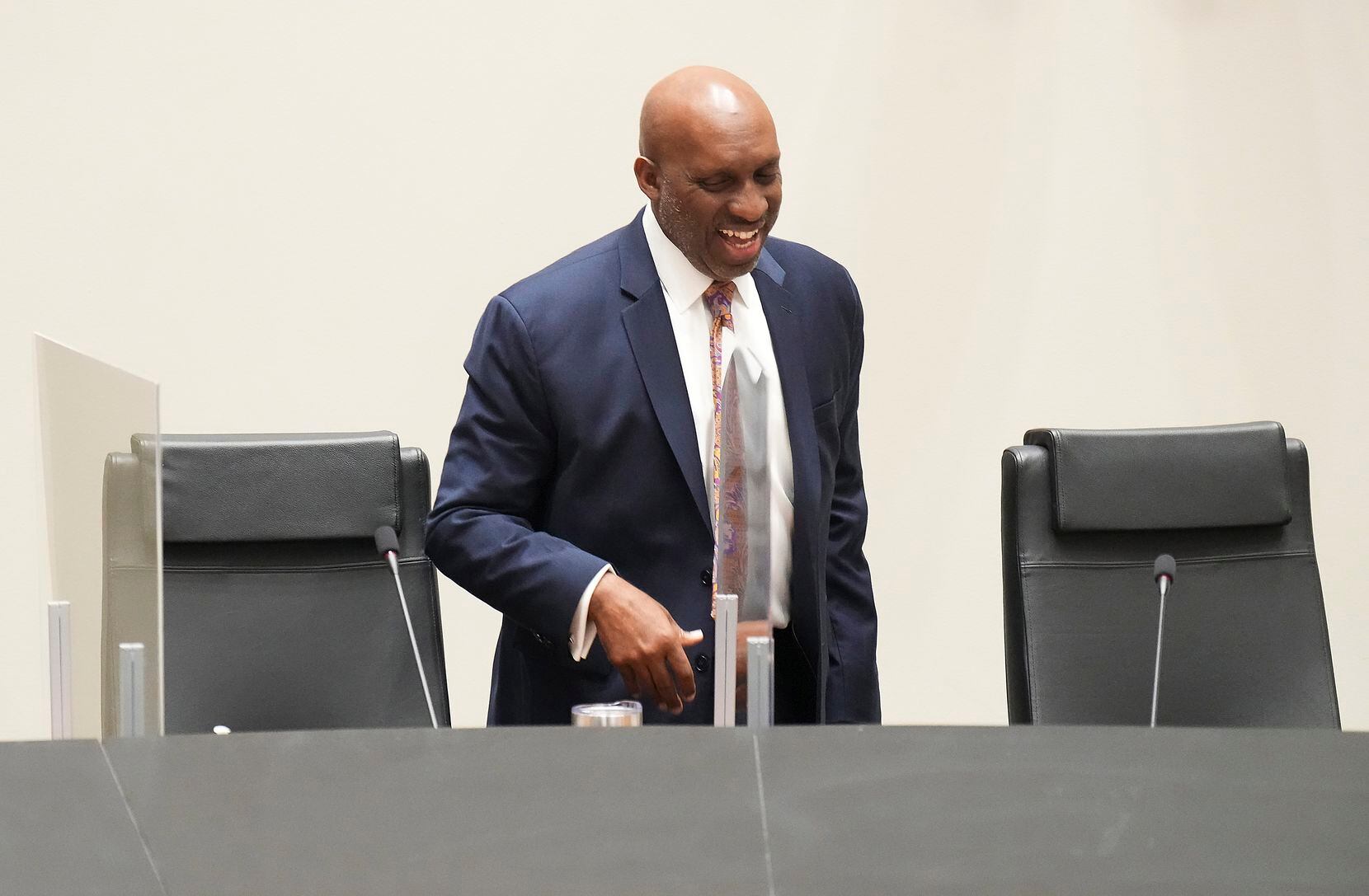 Dallas City Manager T.C. Broadnax arrives for a meeting of the Dallas City Council on June...