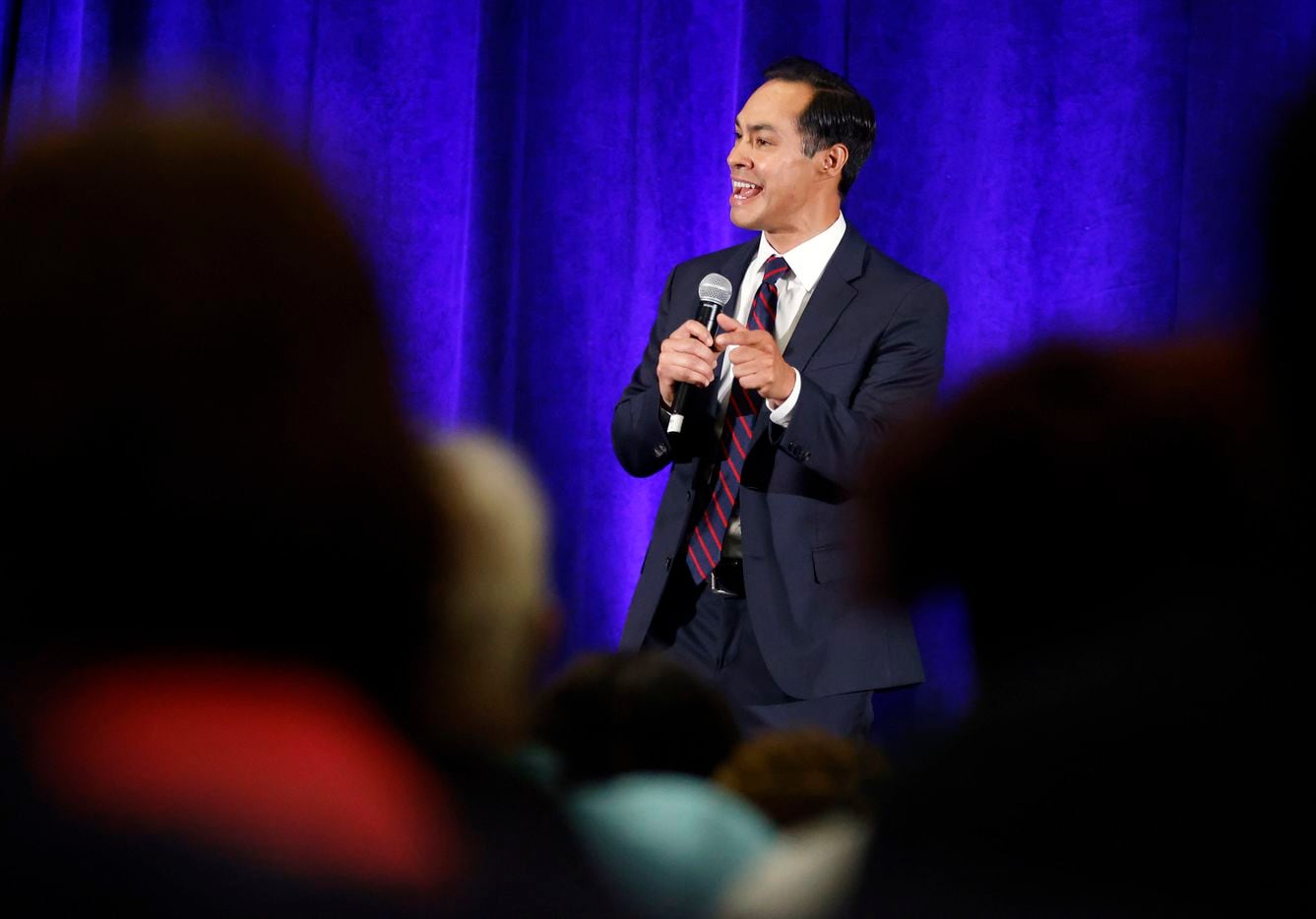 Former presidential candidate Julián Castro spoke to delegates and guests before moderating...