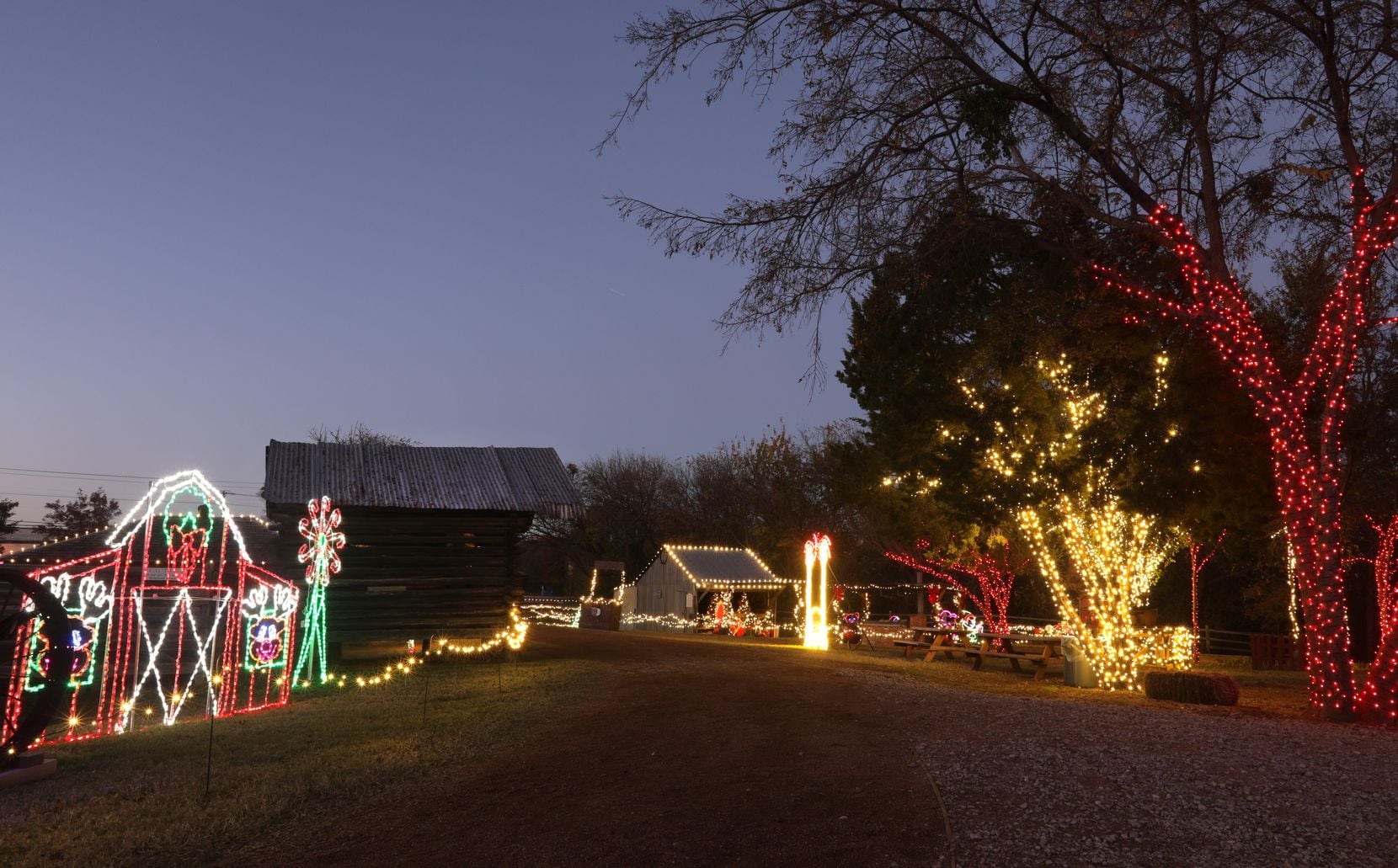 Heritage Farmstead Museum's Lights on the Farm in Plano includes more than a million lights...