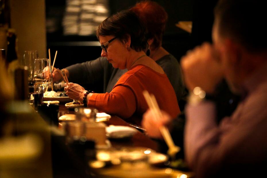 Teppo customer Bonnie Lankford eats at at the sushi bar in this 2016 DMN file photo.